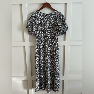 Puff-Sleeve Floral Maxi Shift Dress